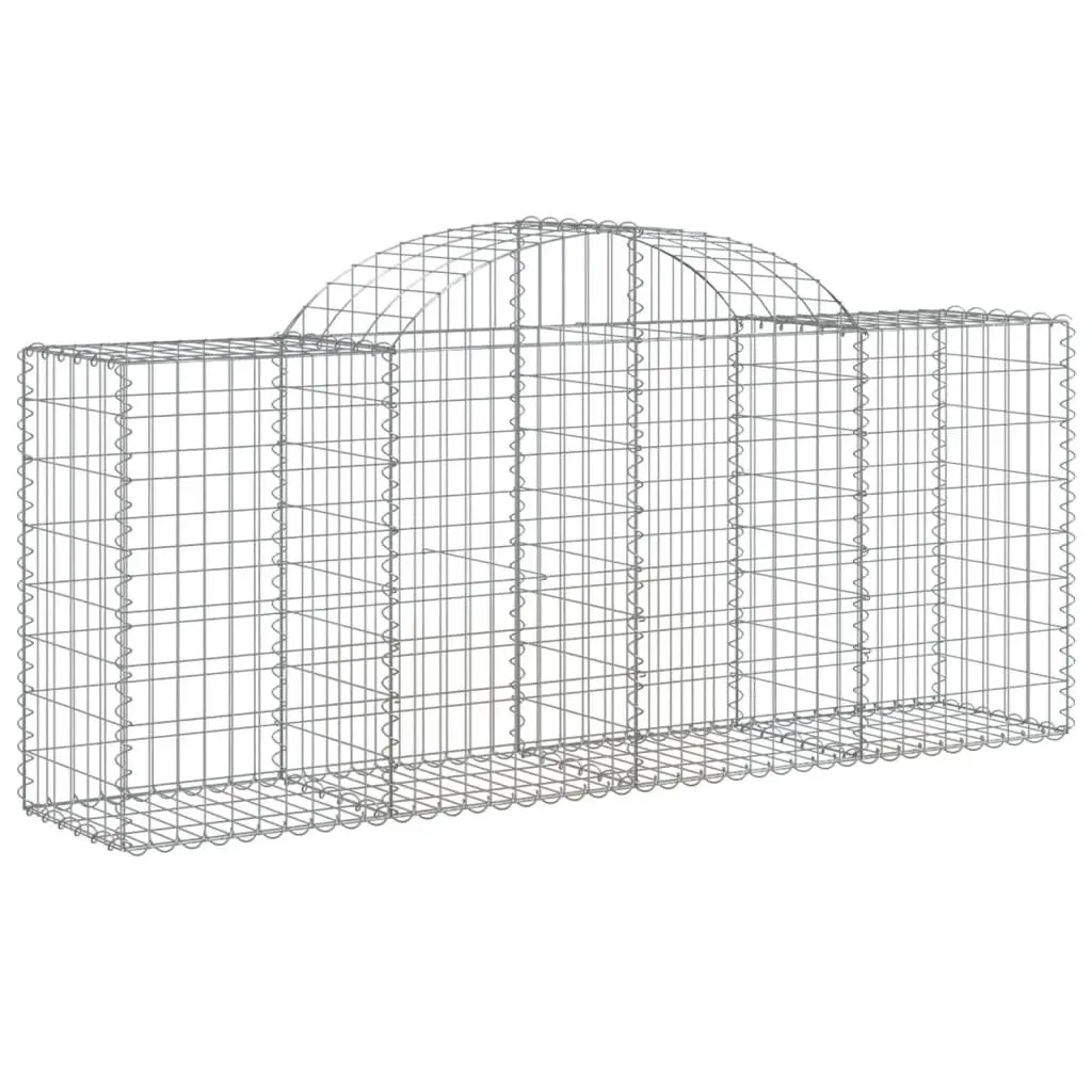 Arched Gabion Baskets Garden Barrier Retaining Wall 200 x 50 x 80/100 cm Silver 8 Piece