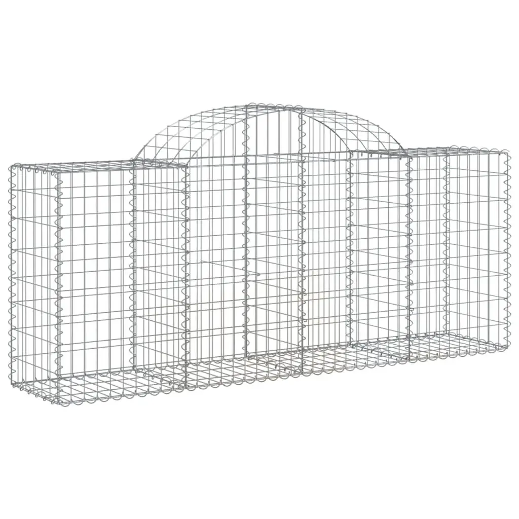 Arched Gabion Baskets Garden Barrier Retaining Wall 200 x 50 x 80/100 cm Silver 10 Piece
