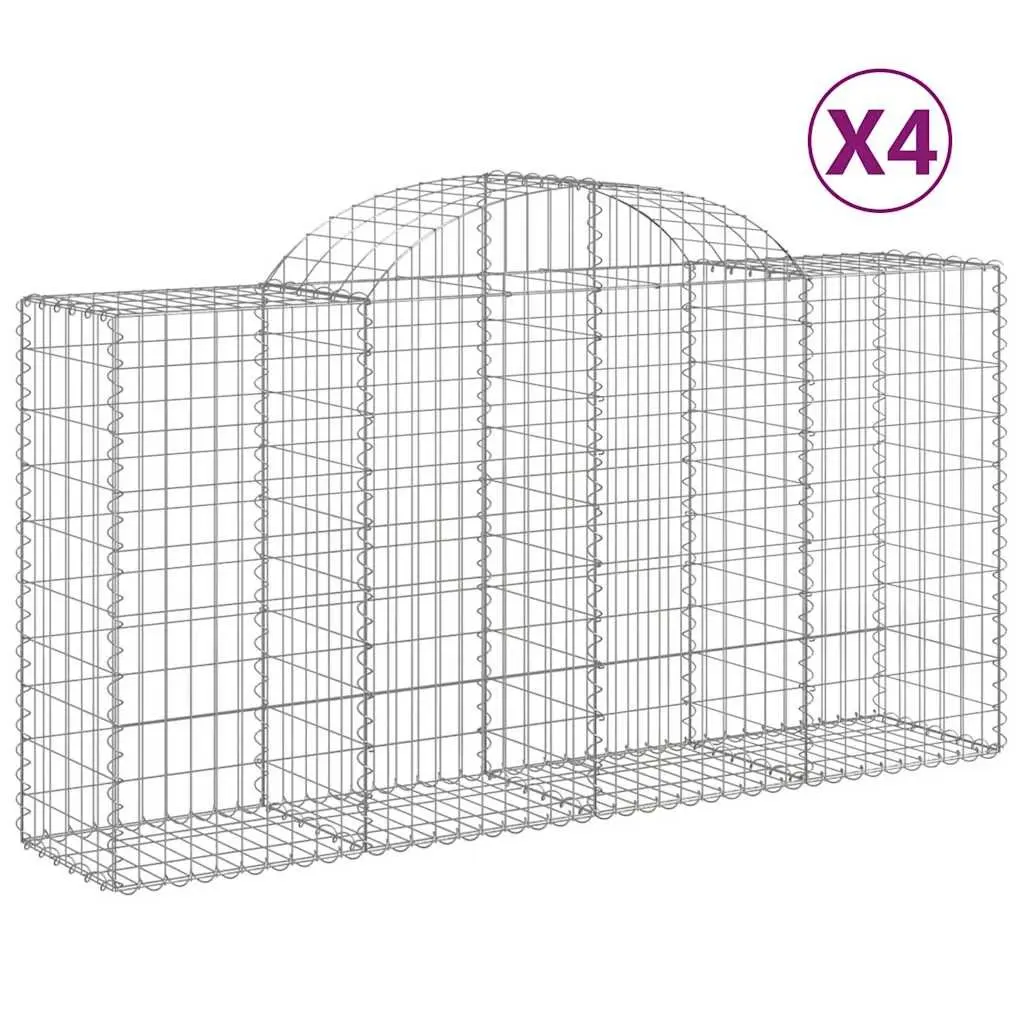 Gabion Baskets Garden Barrier Decorative Retaining Wall 200 x 50 x 100 cm Silver 4 Piece