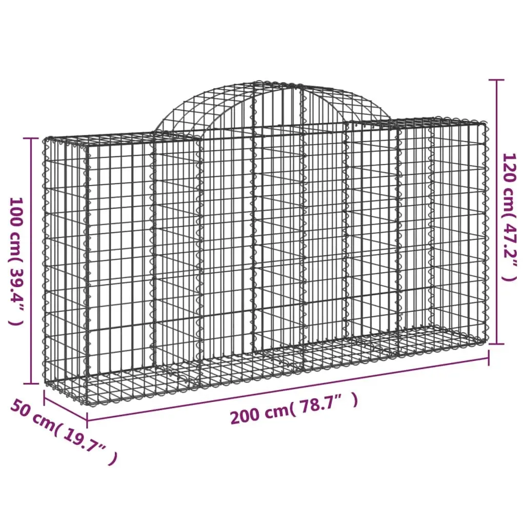 Arched Gabion Baskets Garden Barrier 200x50x100120cm Silver 5 Piece