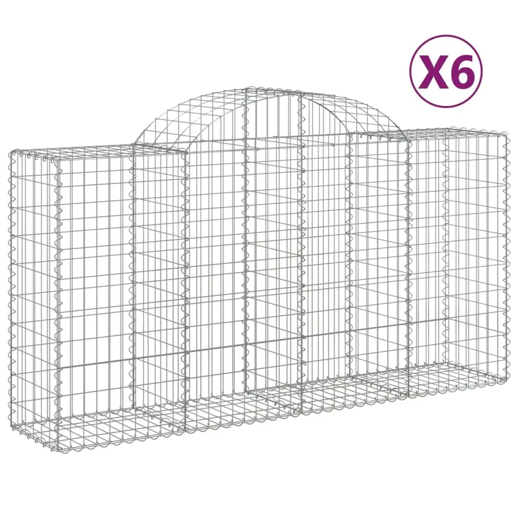 Arched Gabion Baskets Garden Retaining Wall 200x50x100120 cm Silver 6 Piece