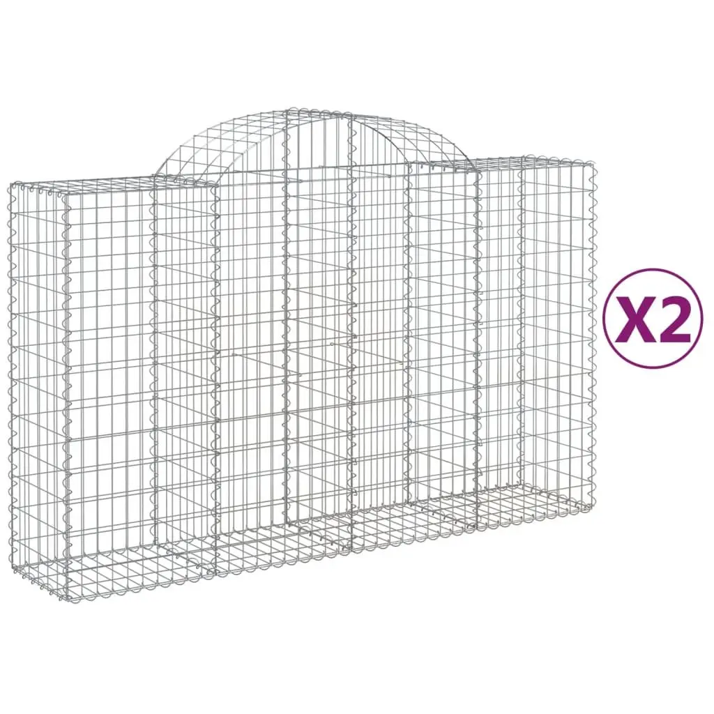 Arched Gabion Baskets Garden Barrier Retaining Wall 200 x 50 x 120140 cm Silver 2 Piece