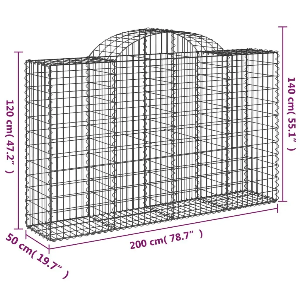 Arched Gabion Baskets Garden Barrier Retaining Wall 200 x 50 x 120140 cm Silver 2 Piece