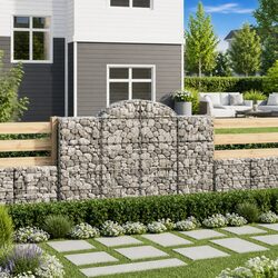 Arched Gabion Baskets 4 pcs Garden Barrier Retaining Wall Decorative Outdoor