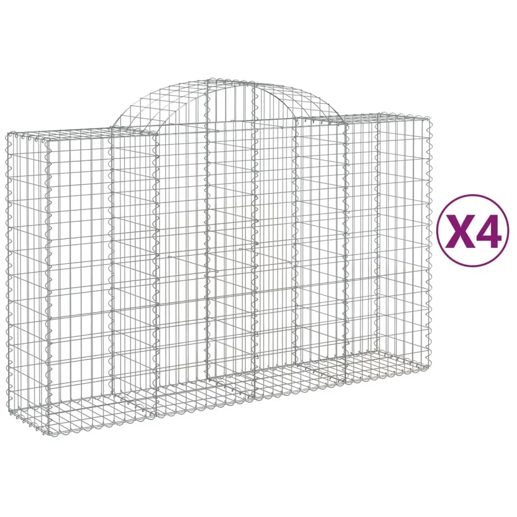 Arched Gabion Baskets Garden Barrier Retaining Wall 200 x 50 x 120/140 cm Silver 4 Piece
