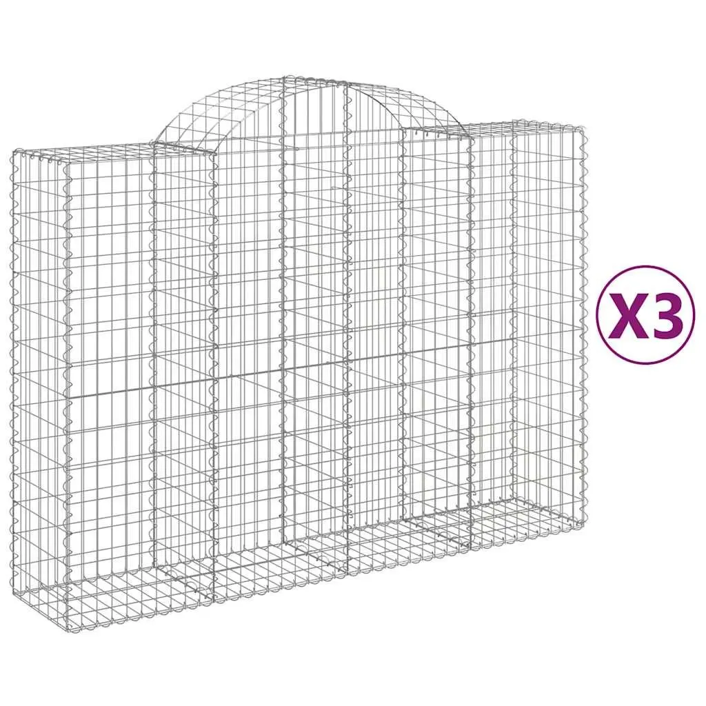 Arched Gabion Baskets Decorative Garden Barrier 200 x 50 x 140-160 cm Silver 3 Piece