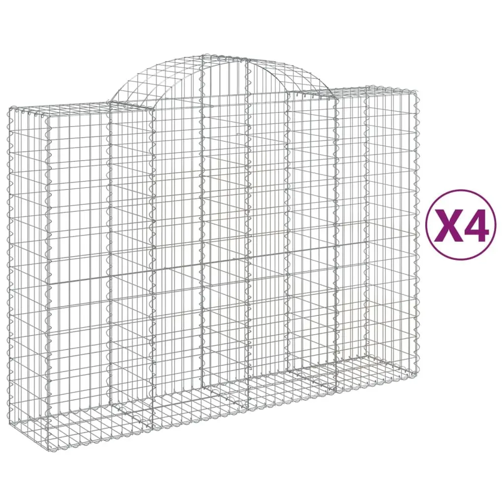 Arched Gabion Baskets Garden Decorative Retaining Wall 200 x 50 x 140160 cm Silver 4 Piece