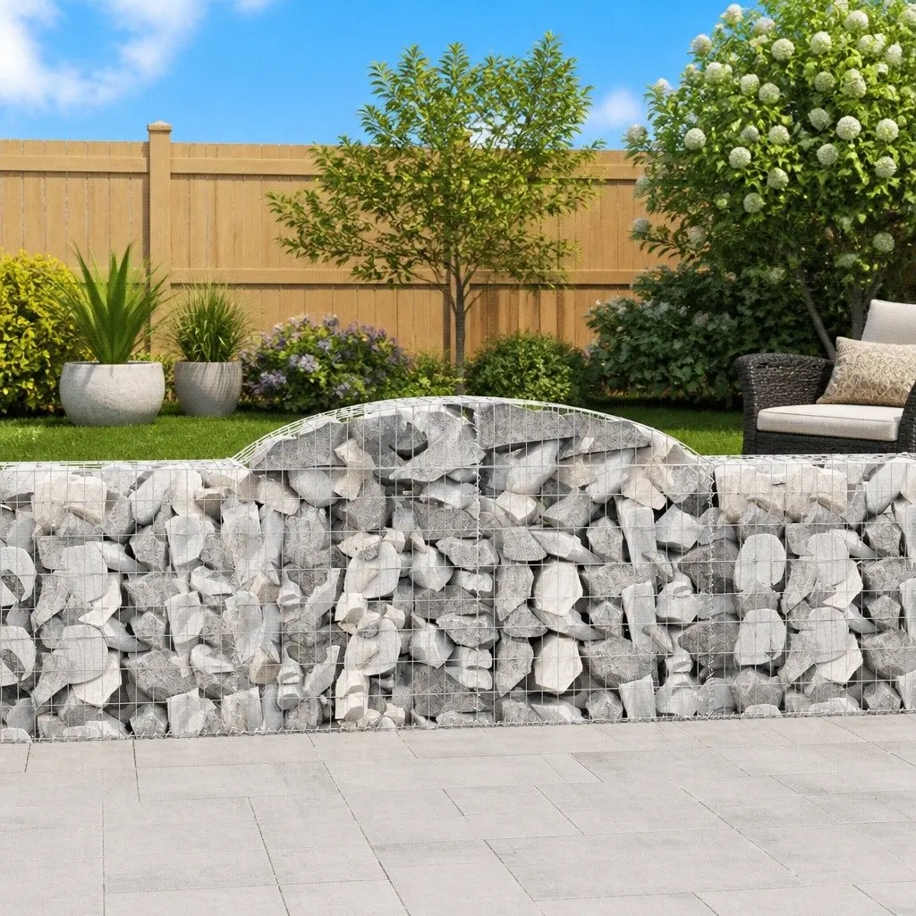 Arched Garden Baskets 2 Piece Silver 300x30x80/100cm Decorative Retaining Wall Structure
