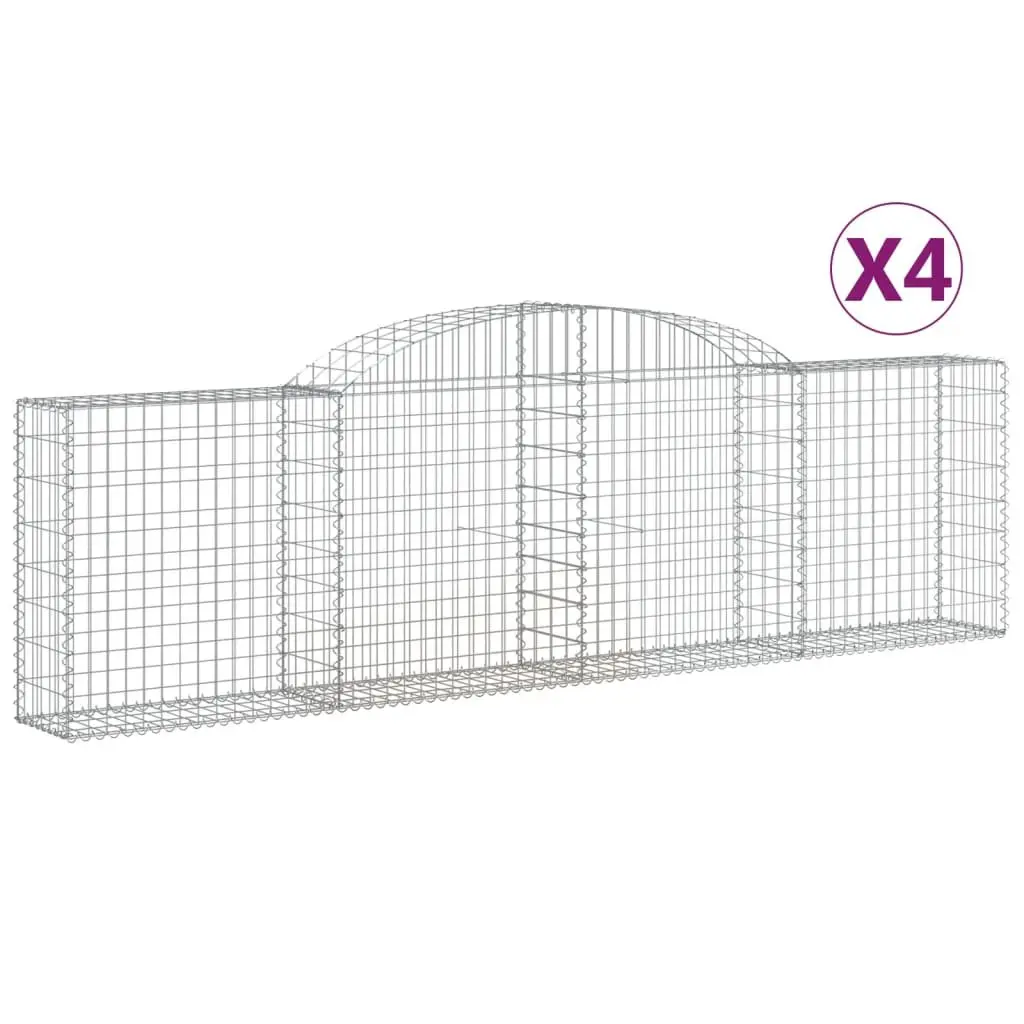Arched Gabion Baskets Garden Barrier 300x30x80/100 cm Silver 4 Piece