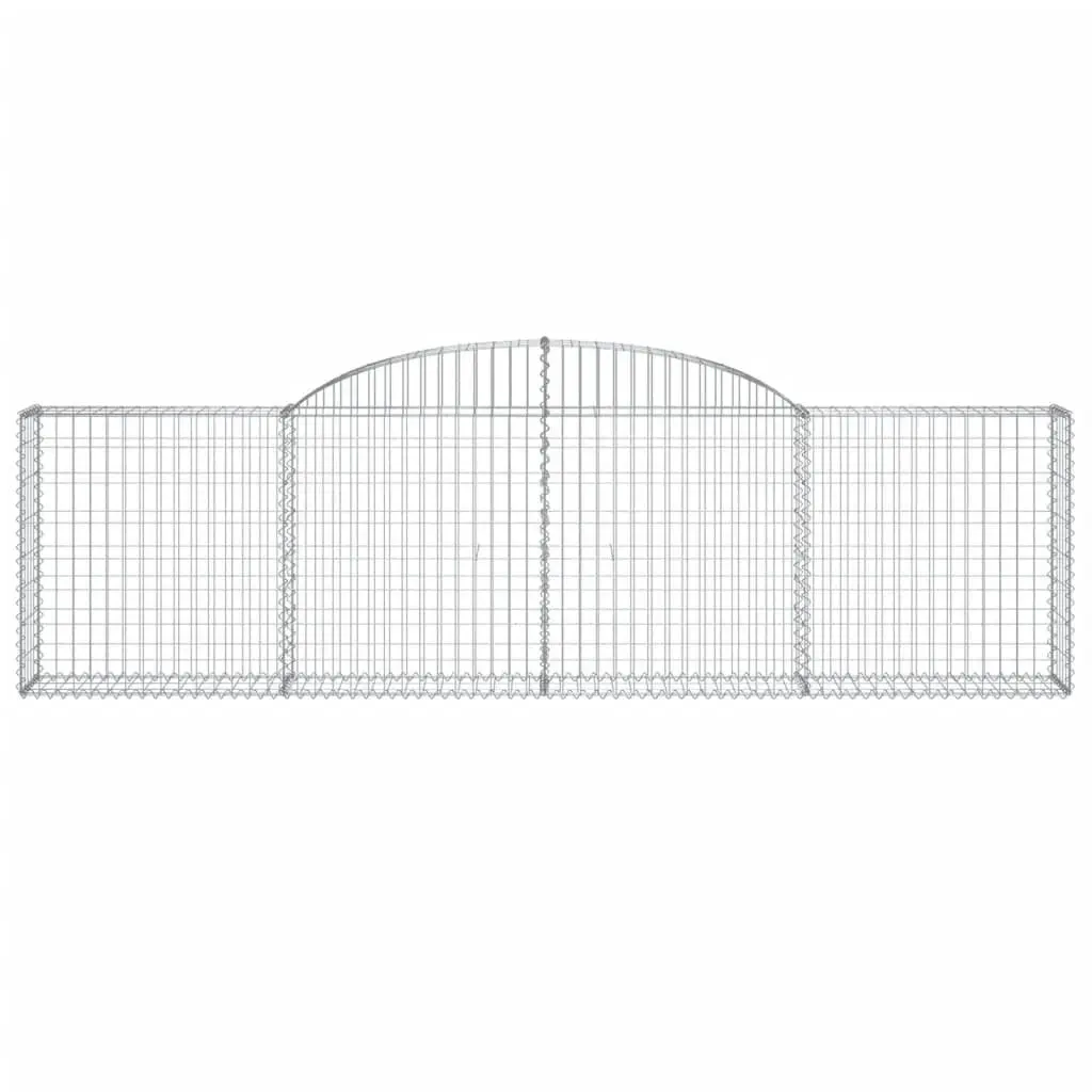 Arched Gabion Baskets Garden Barrier 300x30x80/100 cm Silver 4 Piece