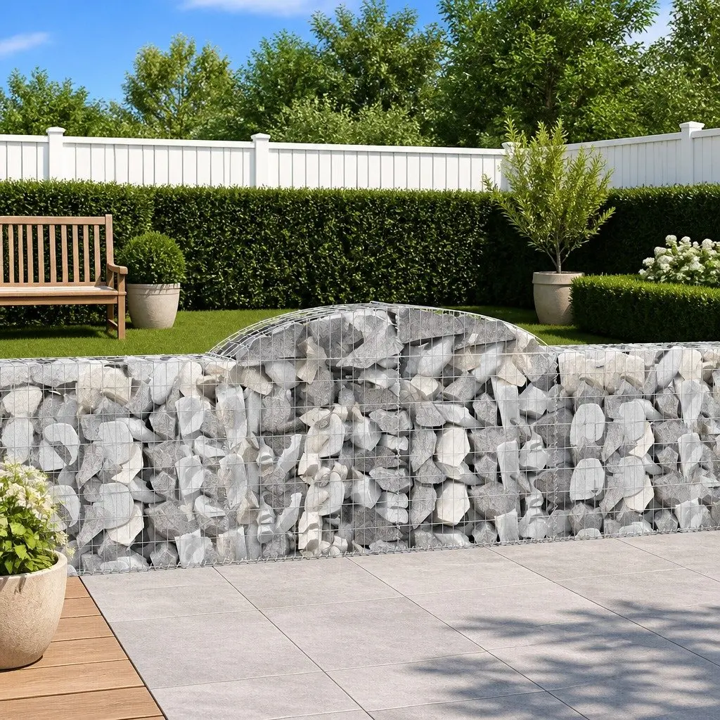 Arched Gabion Baskets Garden Barrier 300 x 30 x 80/100 cm Silver 5 Piece