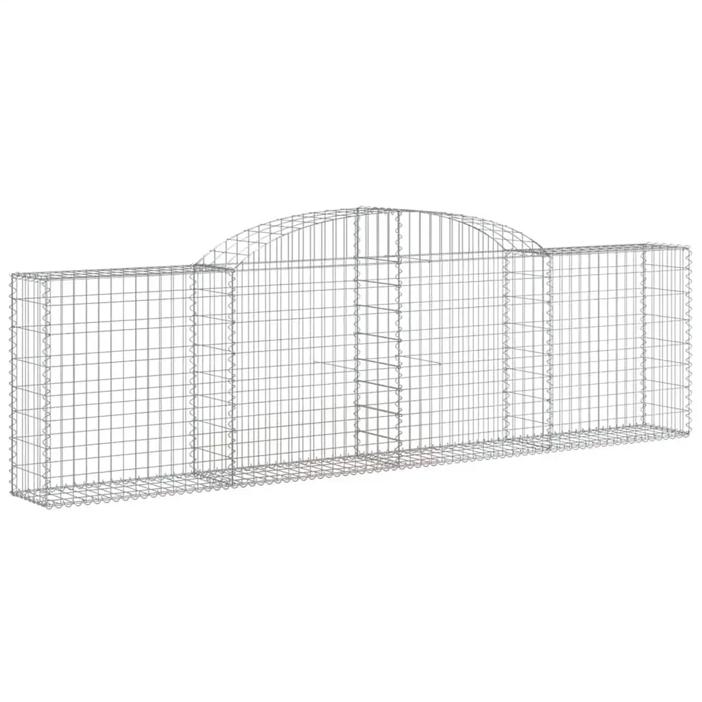 Arched Gabion Baskets Garden Barrier 300 x 30 x 80/100 cm Silver 5 Piece