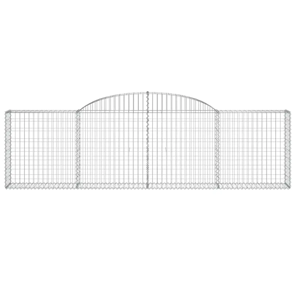 Arched Gabion Baskets Garden Barrier 300 x 30 x 80/100 cm Silver 5 Piece