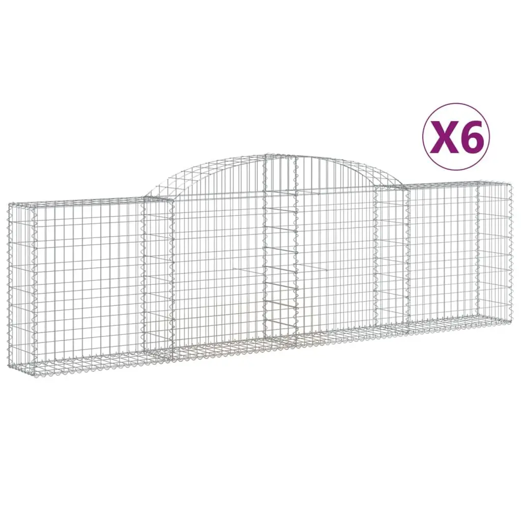 Arched Gabion Baskets 6 pcs 300x30x80/100 cm Garden Barrier Retaining Wall