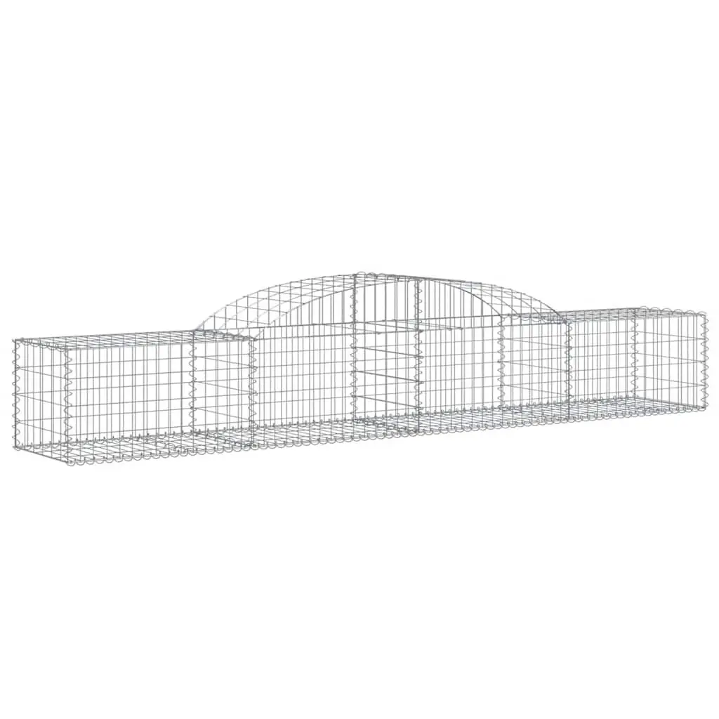 Arched Gabion Baskets Garden Barrier Set 2 pcs Silver Galvanised Iron 300 x 50 x 40/60 cm