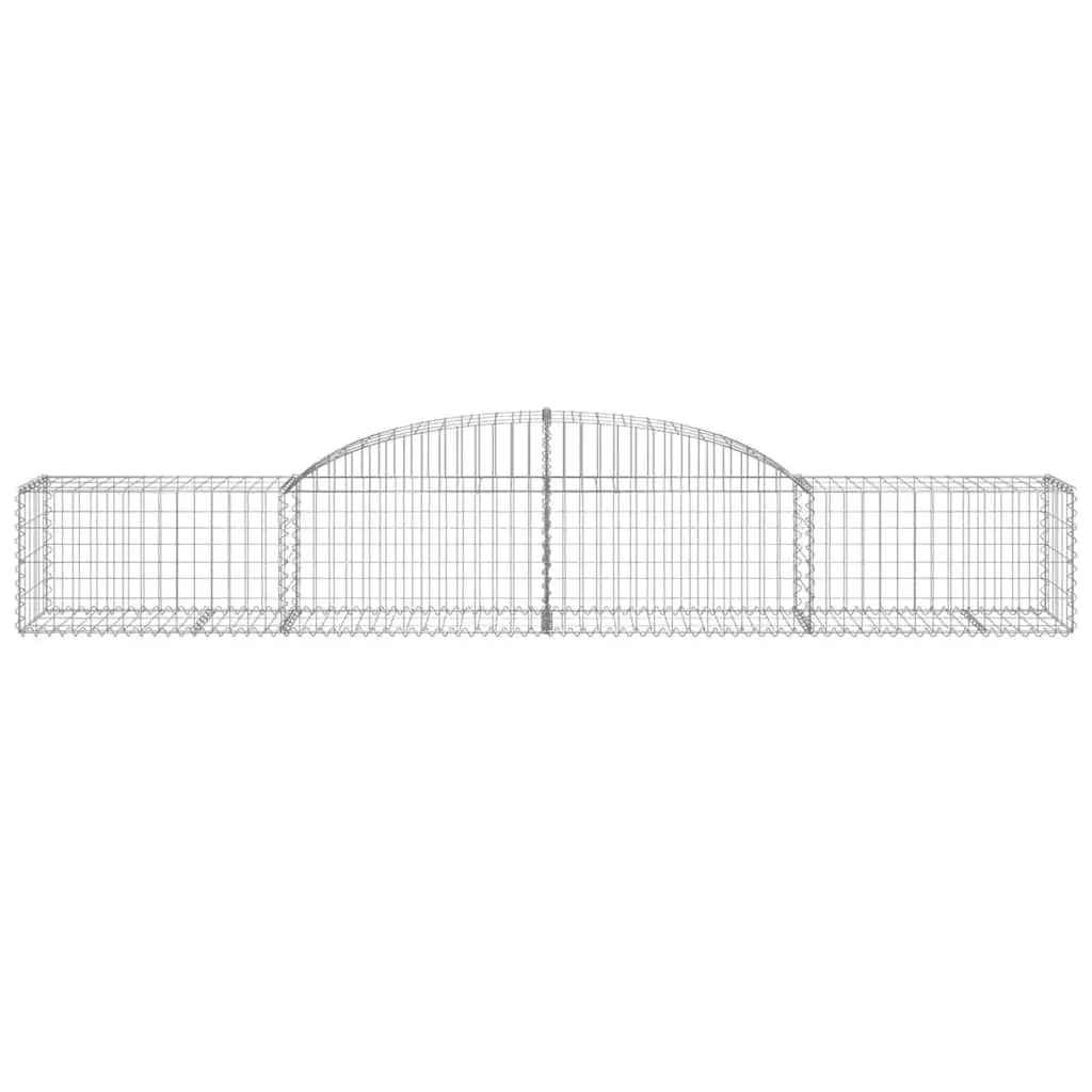 Arched Gabion Baskets Garden Barrier Set 2 pcs Silver Galvanised Iron 300 x 50 x 40/60 cm