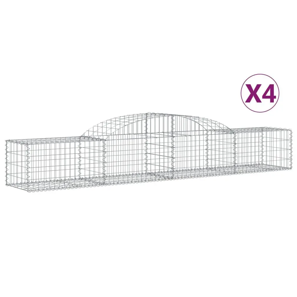 Gabion Baskets Arched Garden Retaining Wall Barrier 300x50x40/60 cm Silver 4 Piece