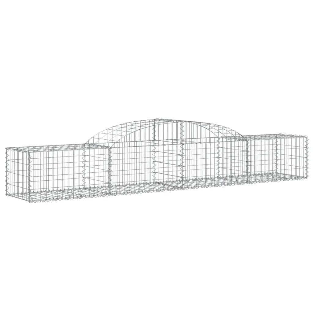 Gabion Baskets Arched Garden Retaining Wall Barrier 300x50x40/60 cm Silver 4 Piece