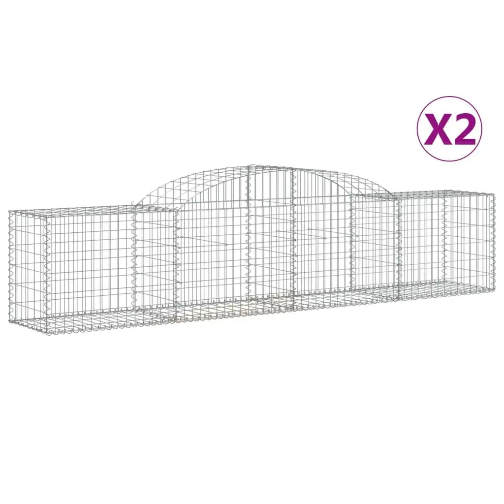 Arched Gabion Baskets Garden Barrier Retaining Wall 300 x 50 x 60/80 cm Silver 2 Piece