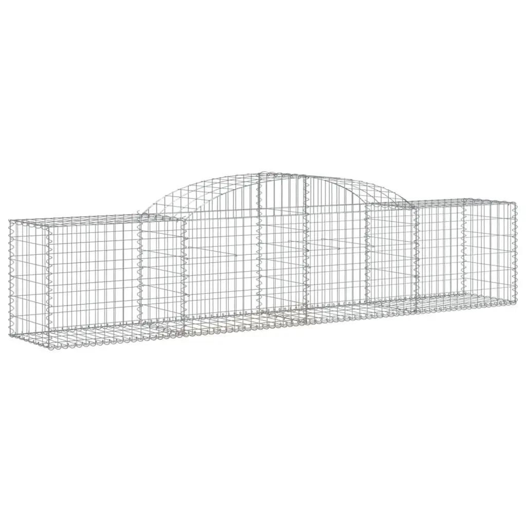 Arched Gabion Baskets Decorative Garden Barrier 3 Piece Set Silver 300 x 50 x 60/80 cm