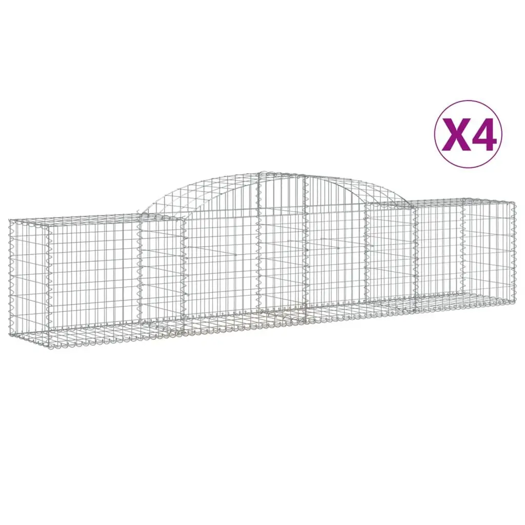 Arched Gabion Baskets Garden Barrier 300 x 50 x 60-80 cm Silver 4 Piece