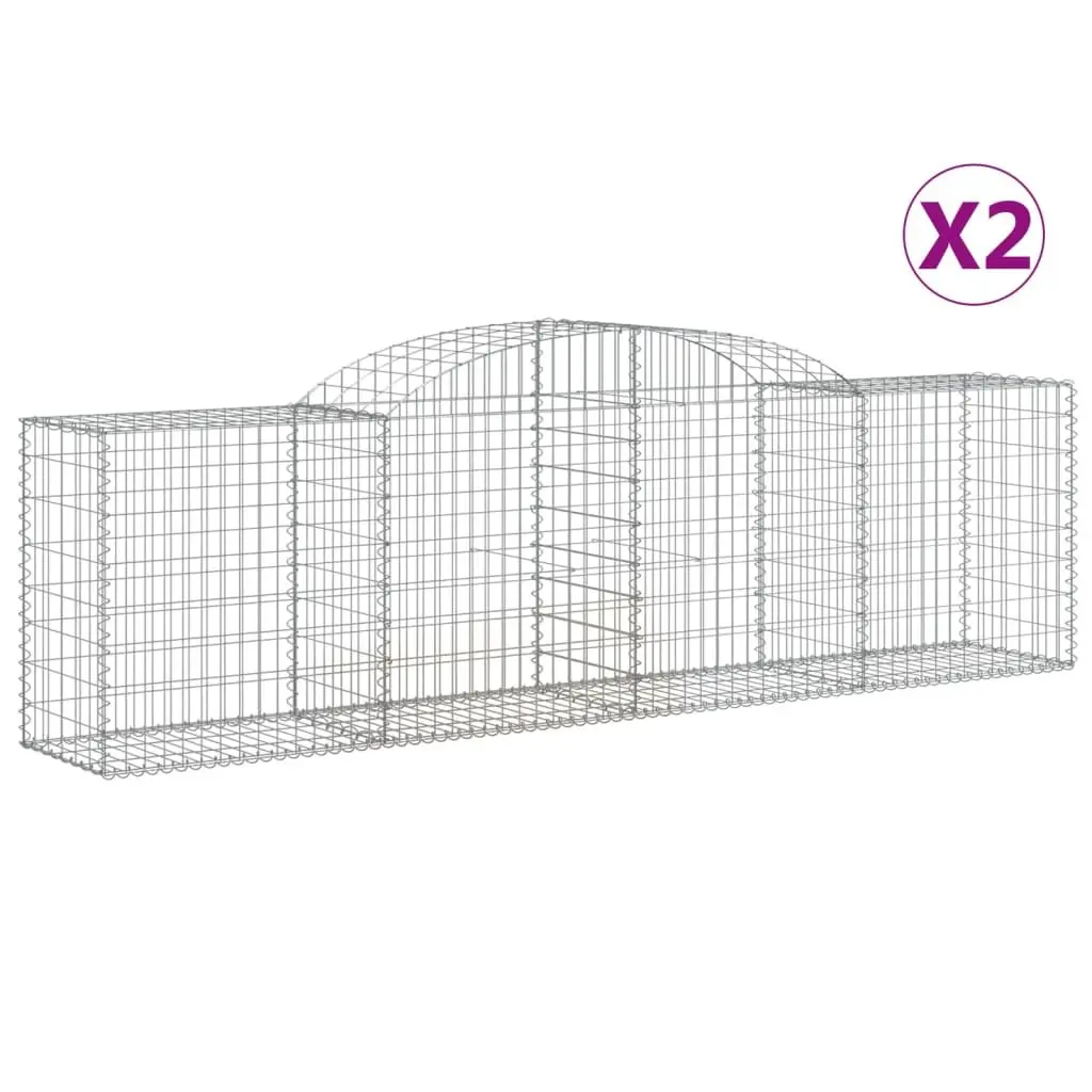 Arched Gabion Baskets Garden Barrier 300x50x80/100cm Silver 2 Piece