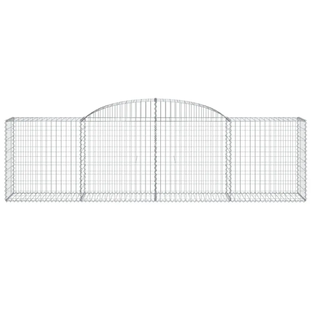 Arched Gabion Baskets Garden Barrier Retaining Wall 300 x 50 x 80/100 cm Silver 4 Piece