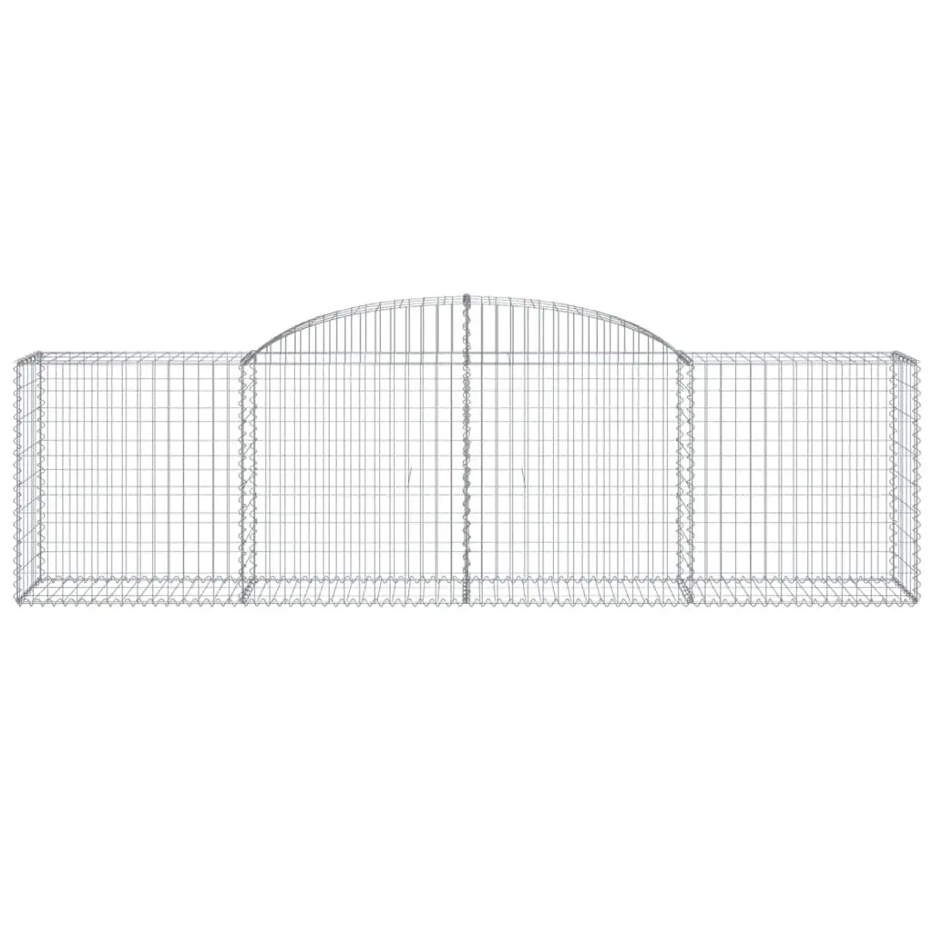 Arched Gabion Baskets Garden Barrier Retaining Wall 300 x 50 x 80/100 cm Silver 6 Piece