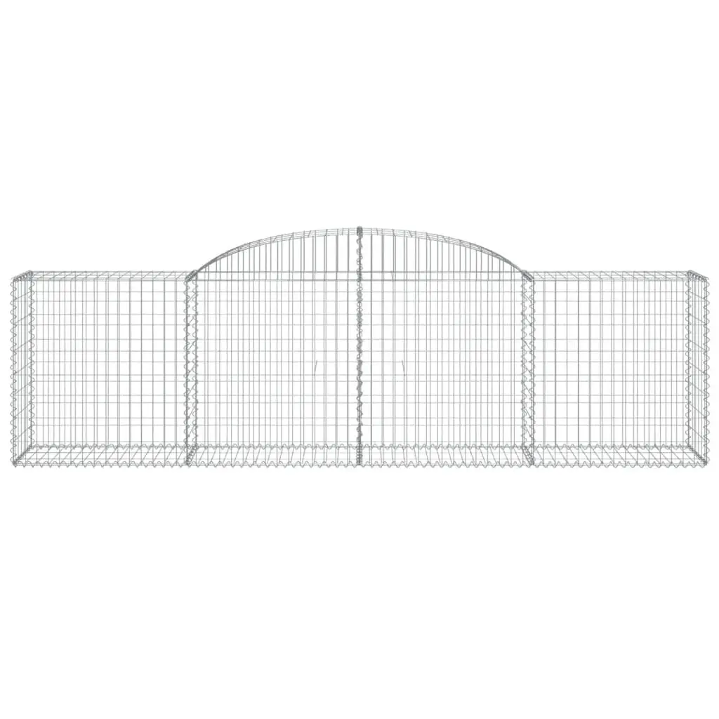 Gabion Baskets Arched Garden Barriers 7 Piece Galvanised Iron Silver