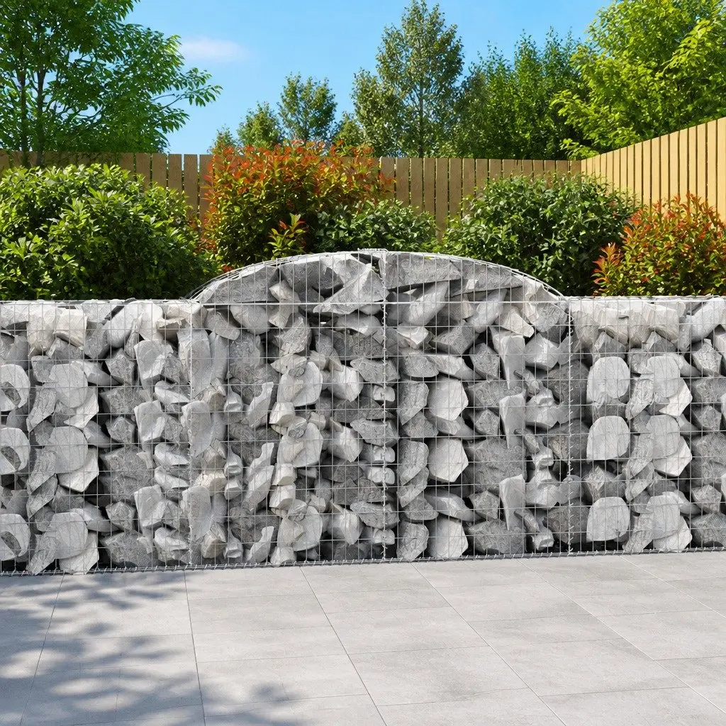 Arched Gabion Baskets Garden Barrier 300 x 50 x 100120 cm Silver 5 Piece