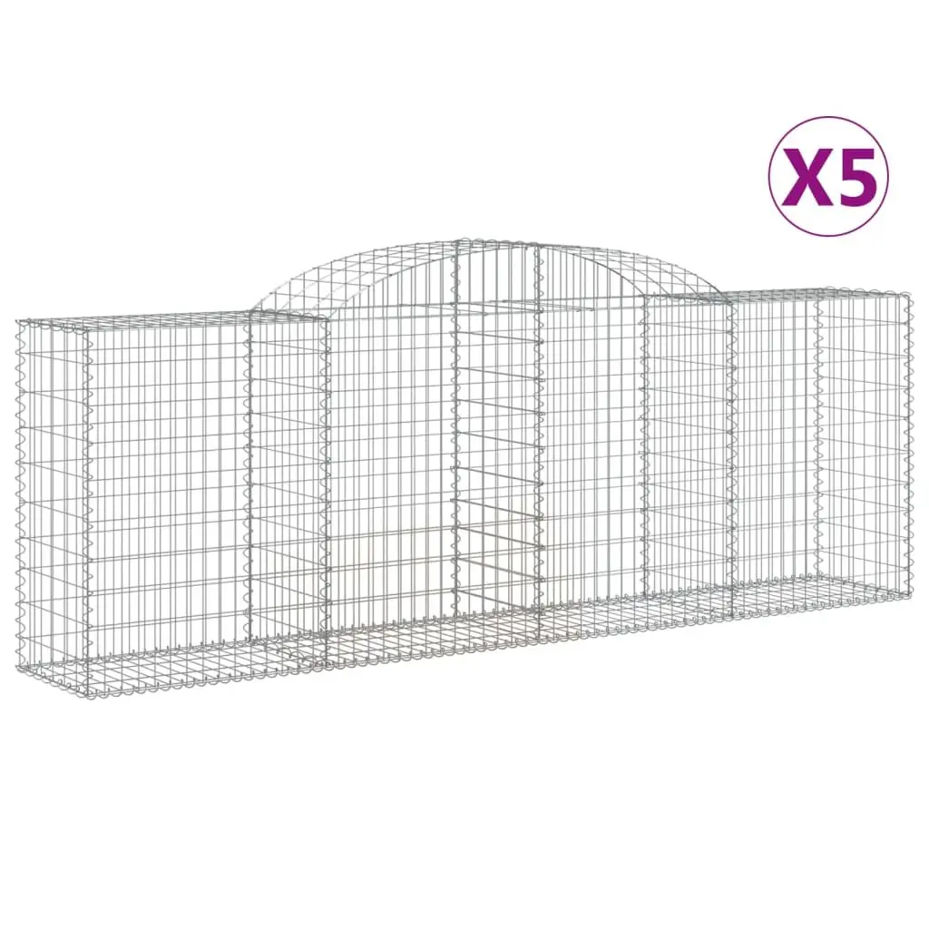 Arched Gabion Baskets Garden Barrier 300 x 50 x 100120 cm Silver 5 Piece