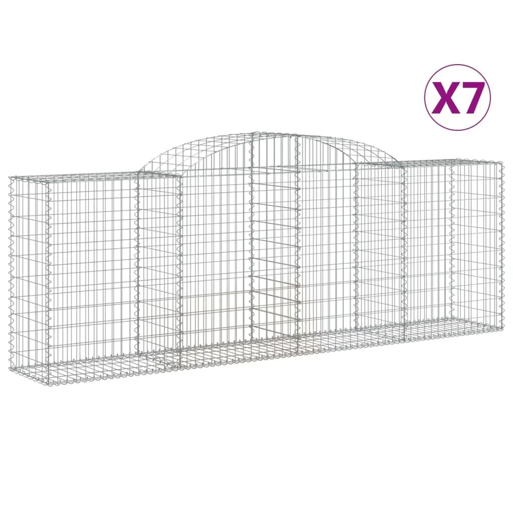 Arched Gabion Baskets Set 7 Piece Garden Barrier Decorative Retaining Wall Silver