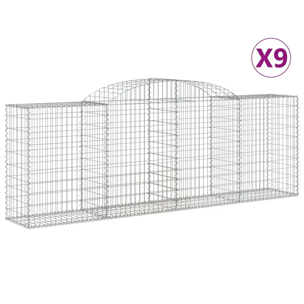 Arched Gabion Baskets 9 pcs Garden Barrier Retaining Wall Outdoor Decoration