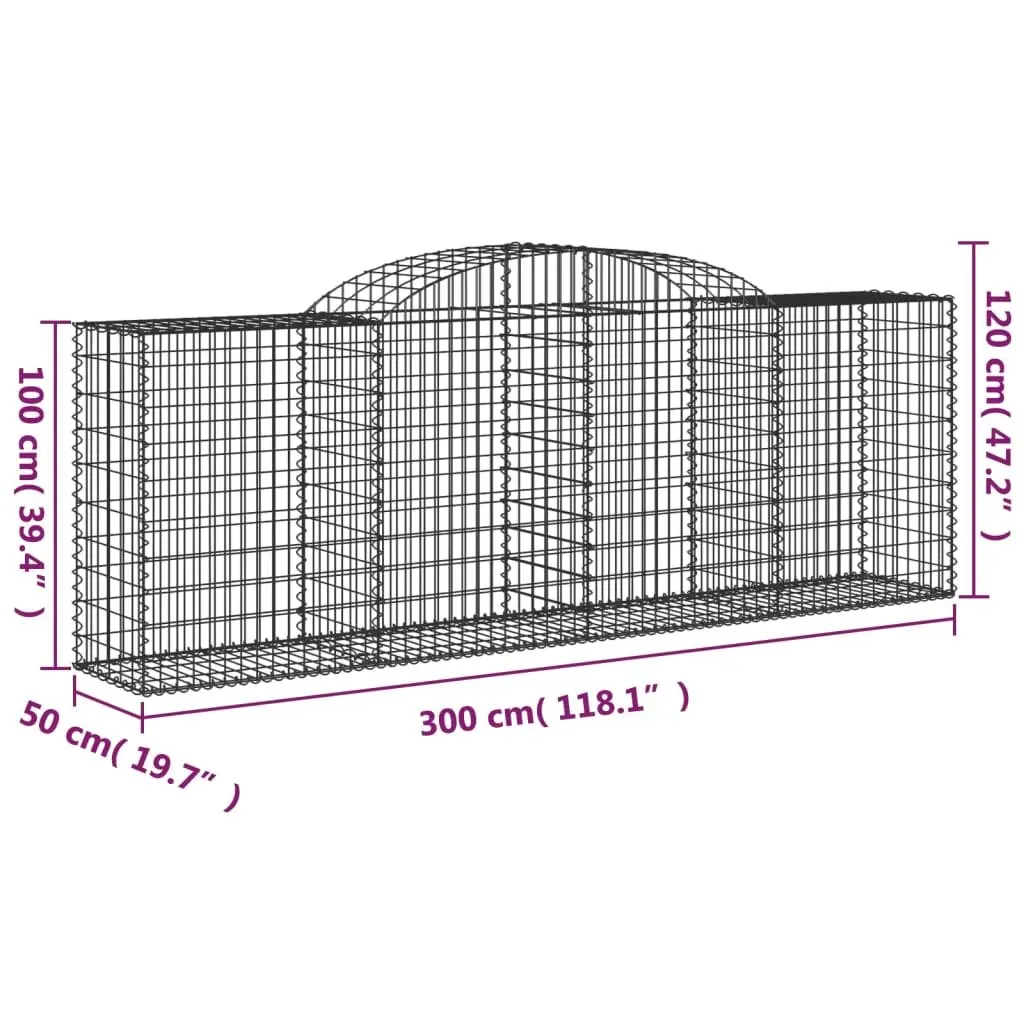 Arched Gabion Baskets 9 pcs Garden Barrier Retaining Wall Outdoor Decoration