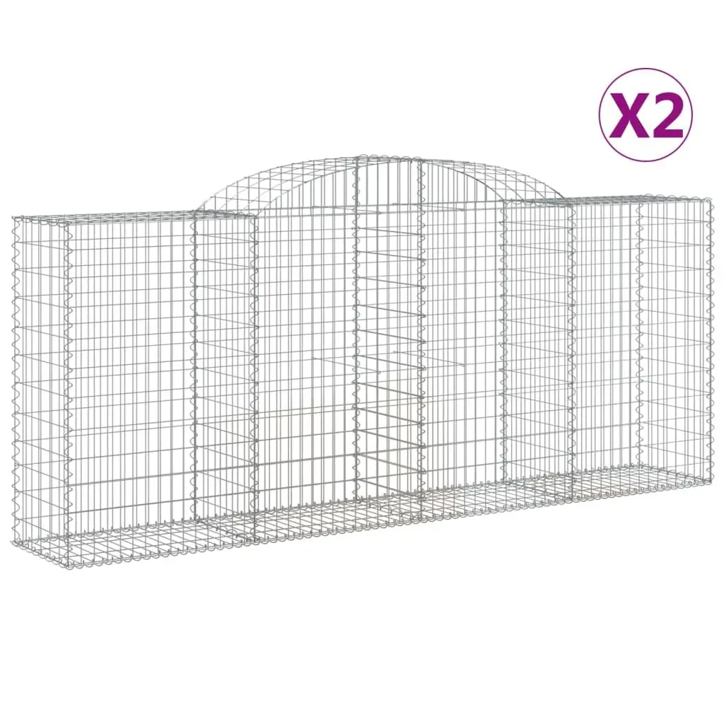 Arched Gabion Baskets Garden Barrier Decorative Retaining Wall 300x50x120140cm Silver 2 Piece