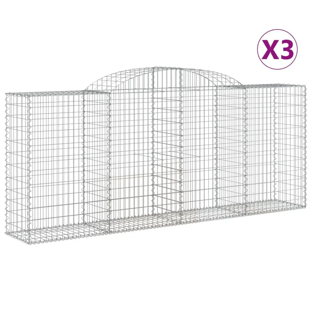 Arched Gabion Baskets 3 pcs Garden Barrier Retaining Wall Decorative Outdoor