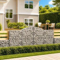 Arched Gabion Baskets 4pcs Galvanised Garden Retaining Wall Decorative Outdoor