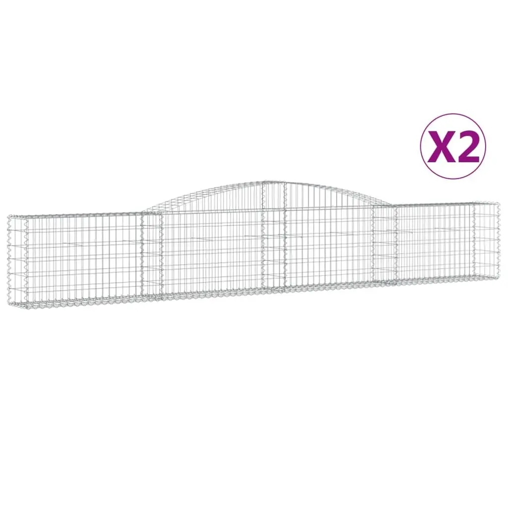 Gabion Baskets Arched Garden Retaining Wall Barrier 400x30x60/80 cm Silver 2 pcs