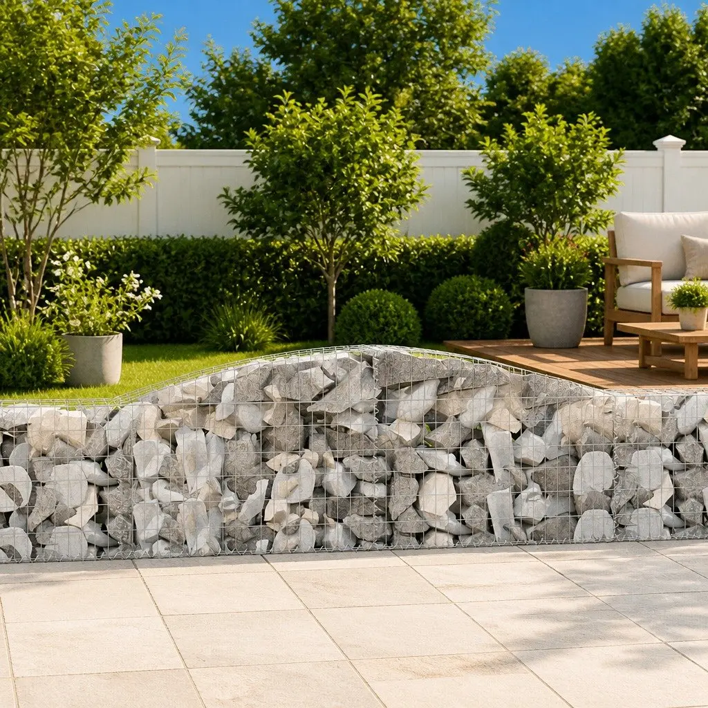 Arched Gabion Baskets Garden Barrier 400x30x60/80 cm Silver 3 Piece