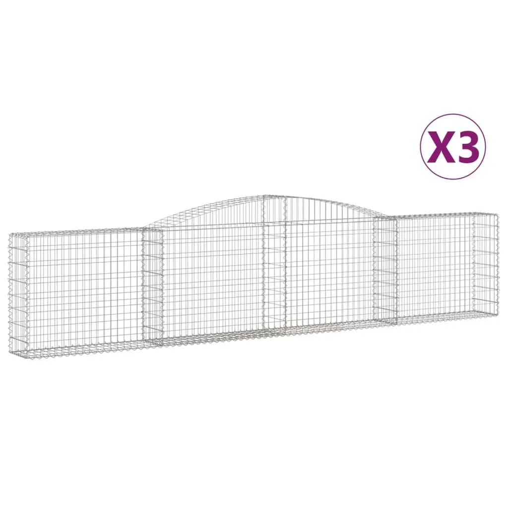 Arched Gabion Baskets Garden Retaining Wall 400x30x80 100 cm Silver 3 Piece