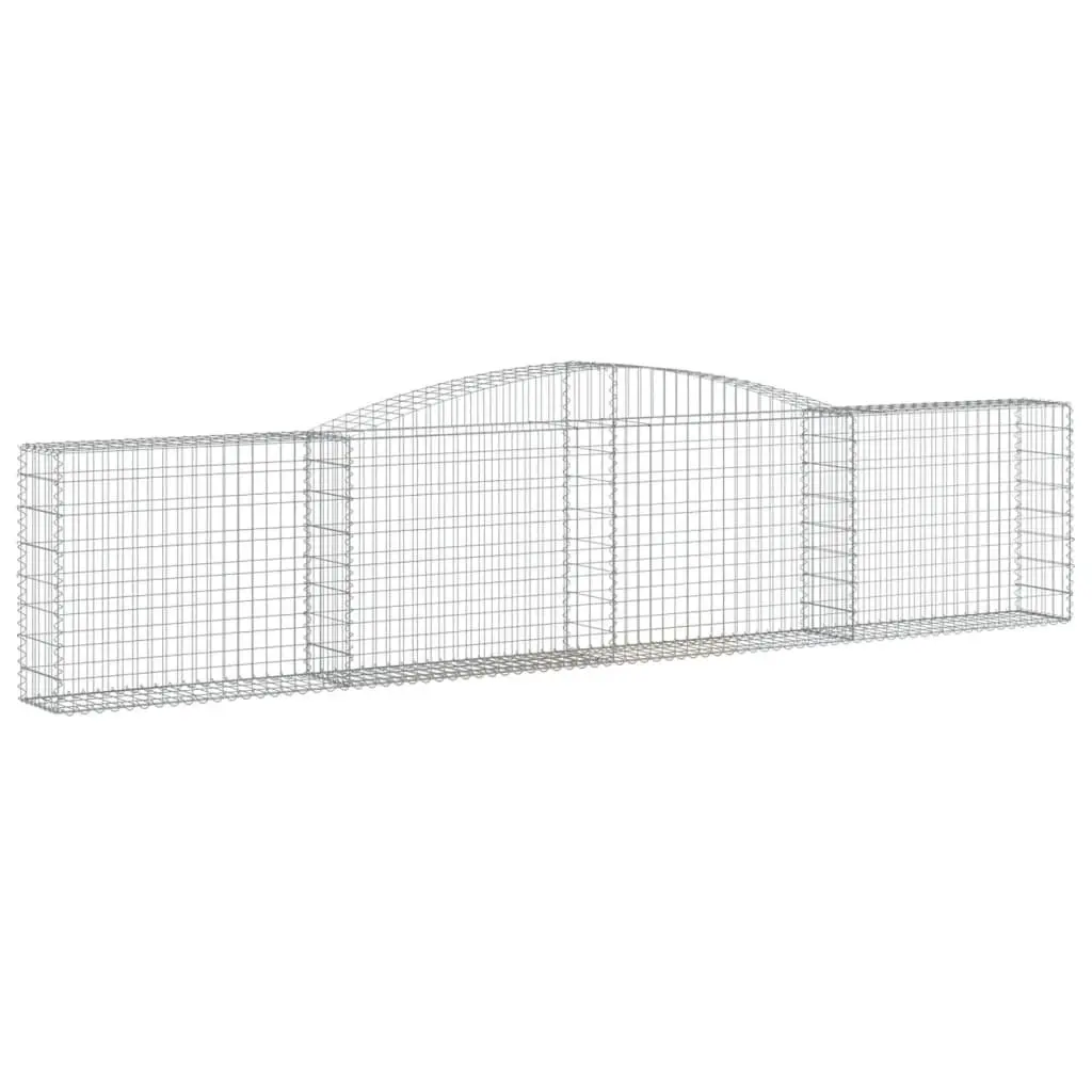 Gabion Baskets Arched Garden Barrier 400 x 30 x 80/100 cm Silver 4 Piece