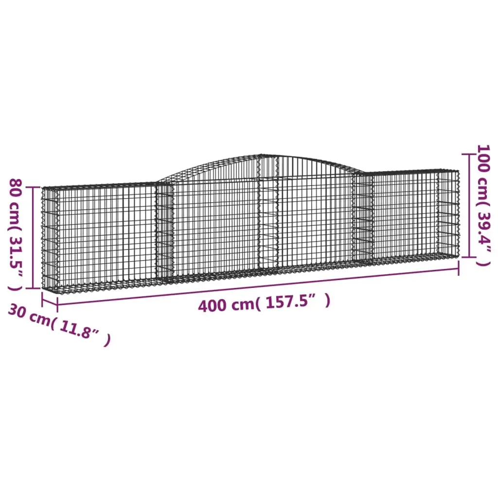Gabion Baskets 5 Piece Arched Garden Barrier Retaining Wall Decorative Outdoor Silver