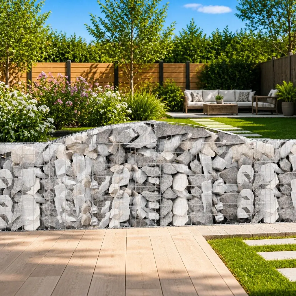 Arched Gabion Baskets Garden Retaining Wall 400x30x80/100 cm Silver 7 Piece