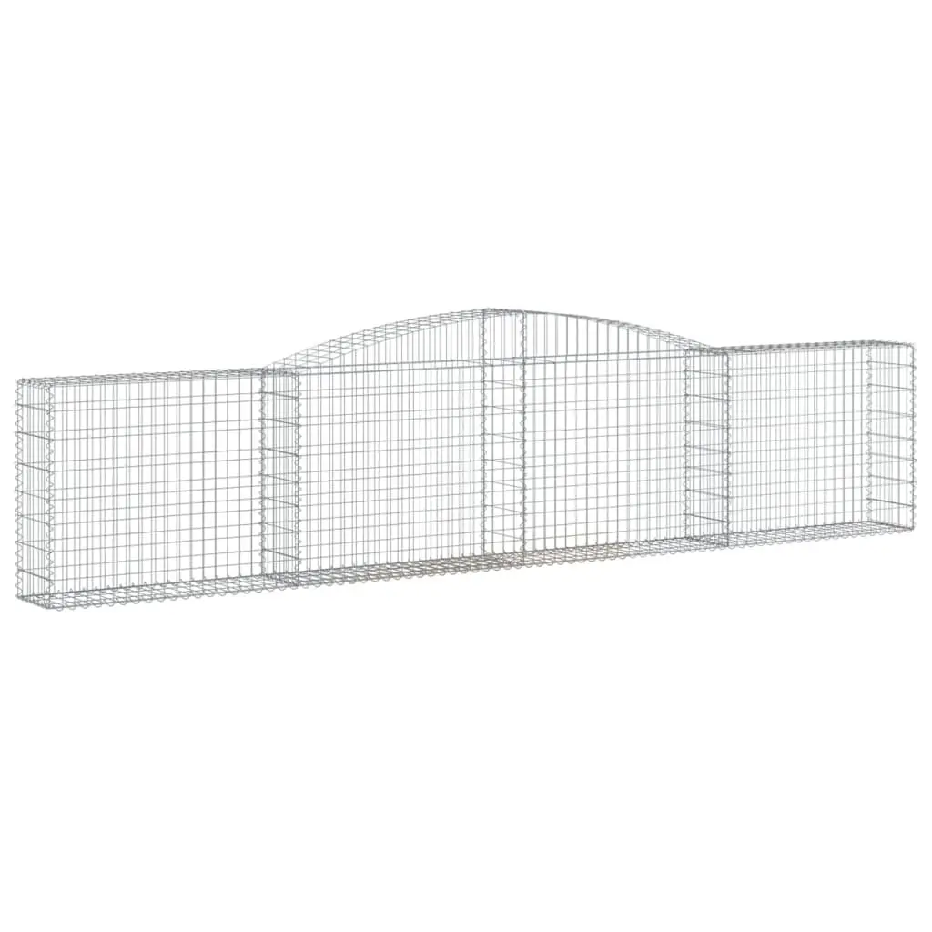Arched Gabion Baskets Garden Retaining Wall 400x30x80/100 cm Silver 7 Piece