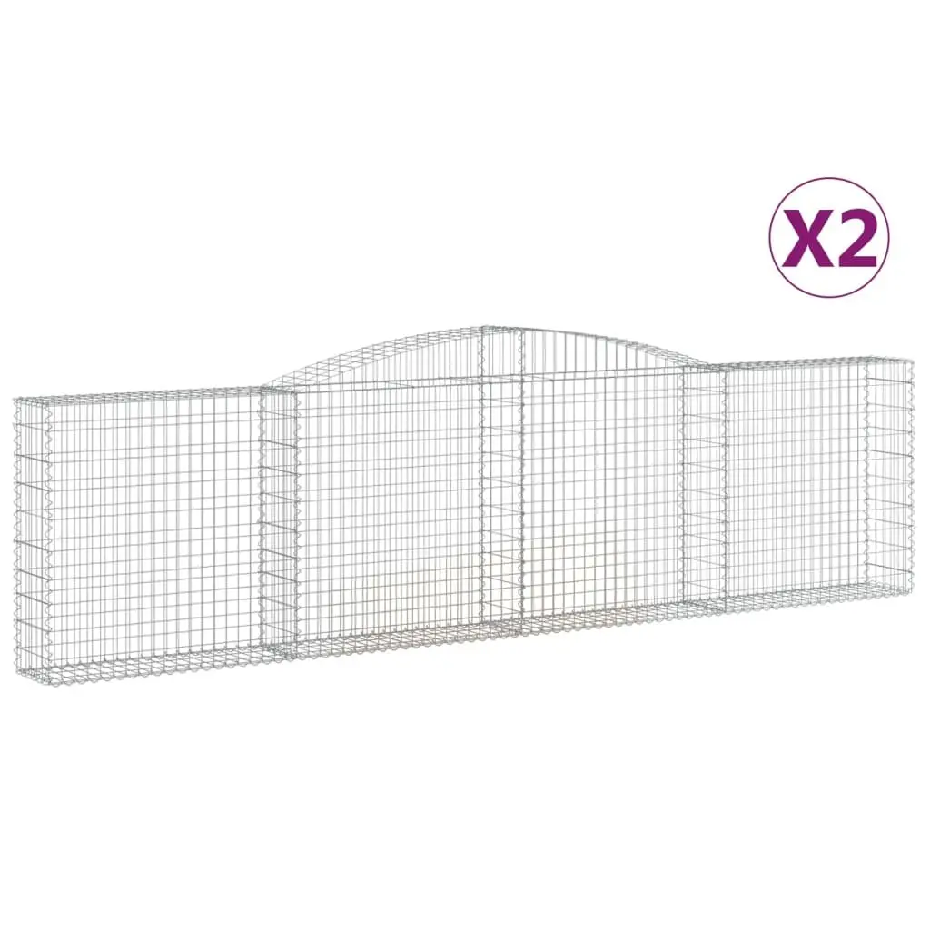 Arched Gabion Baskets Garden Barrier 2 Piece Decorative Retaining Wall Silver