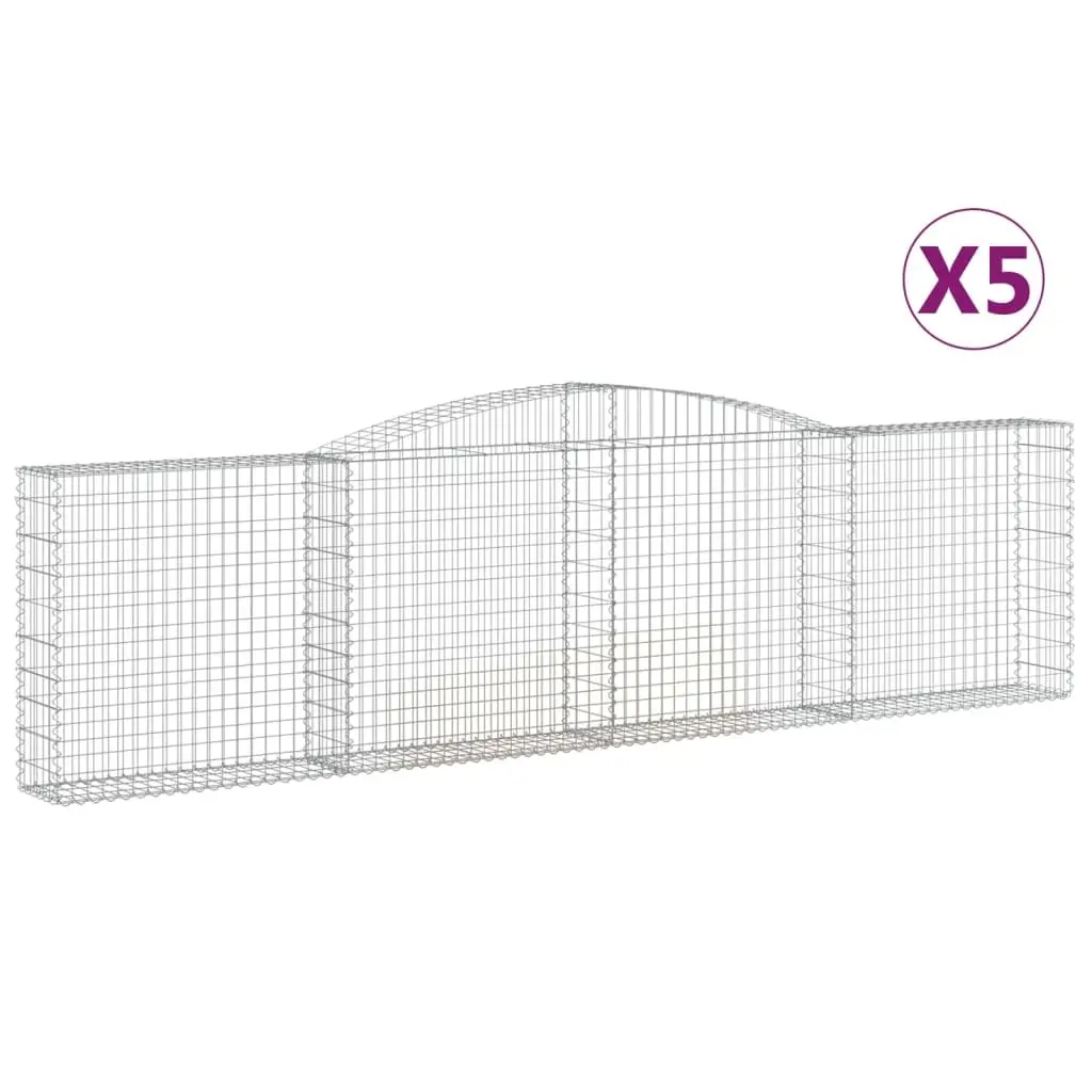 Arched Gabion Baskets Garden Barrier 400 x 30 x 100120 cm Silver 5 Piece