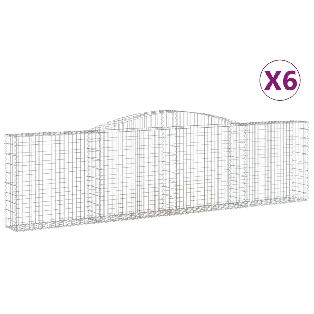 Gabion Baskets 6 Piece Garden Barrier Retaining Wall Arched Silver