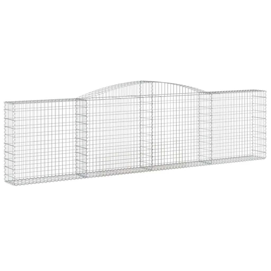 Gabion Baskets 6 Piece Garden Barrier Retaining Wall Arched Silver