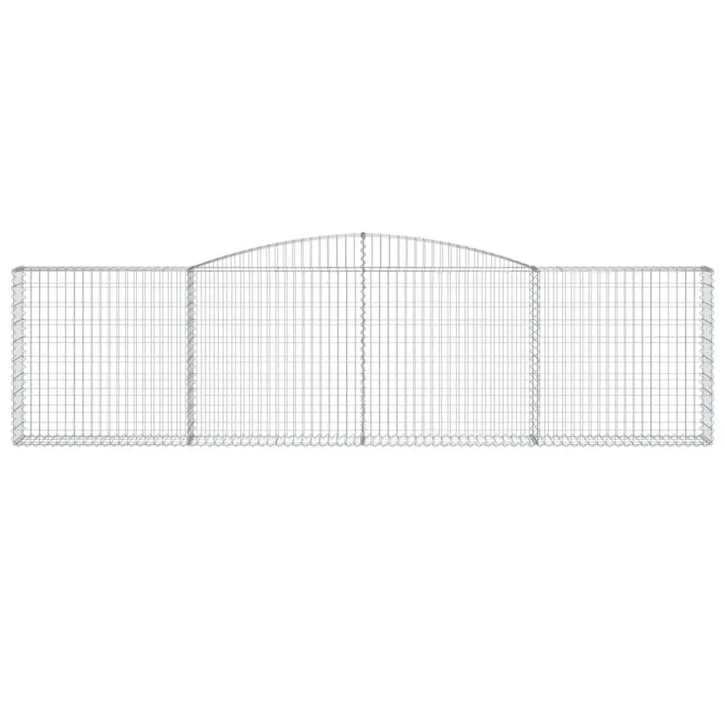 Gabion Baskets 6 Piece Garden Barrier Retaining Wall Arched Silver