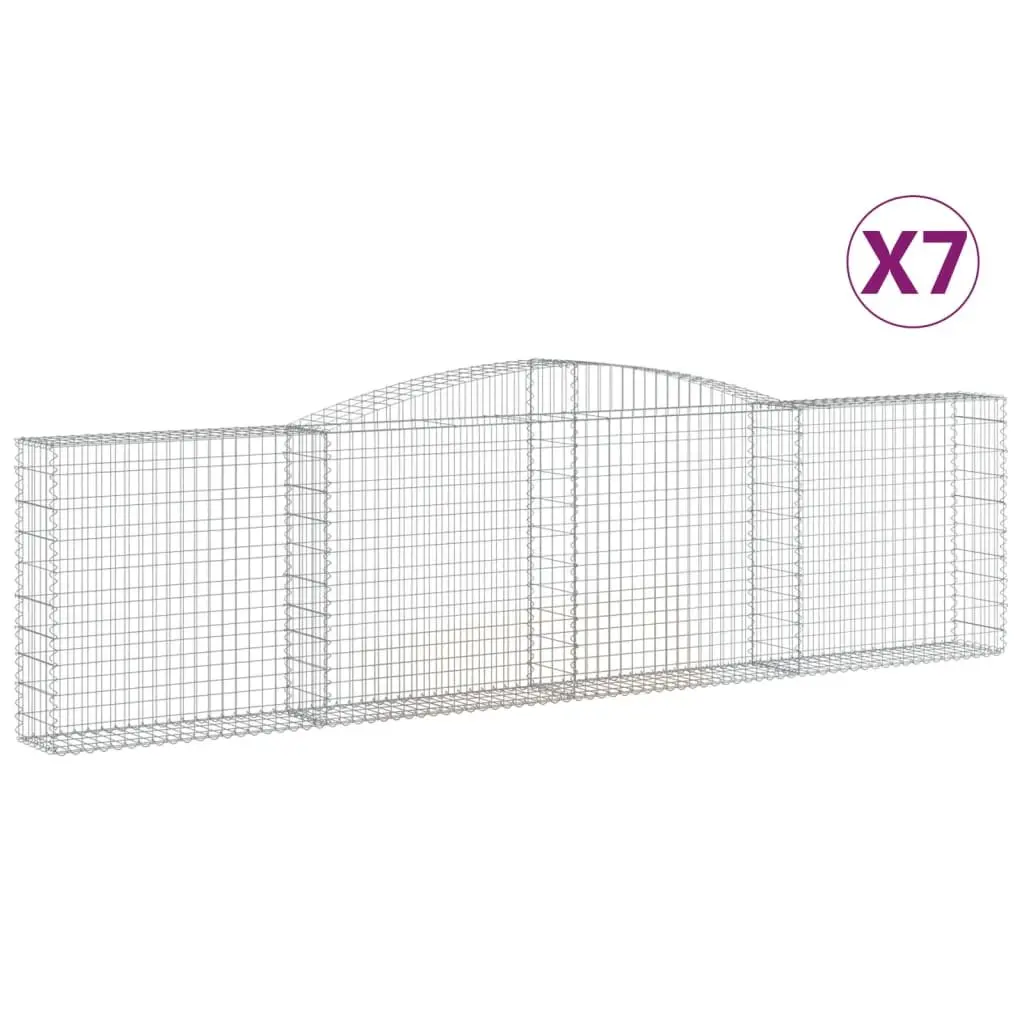 Gabion Baskets Set 7 pcs Arched Garden Retaining Wall Decorative Silver